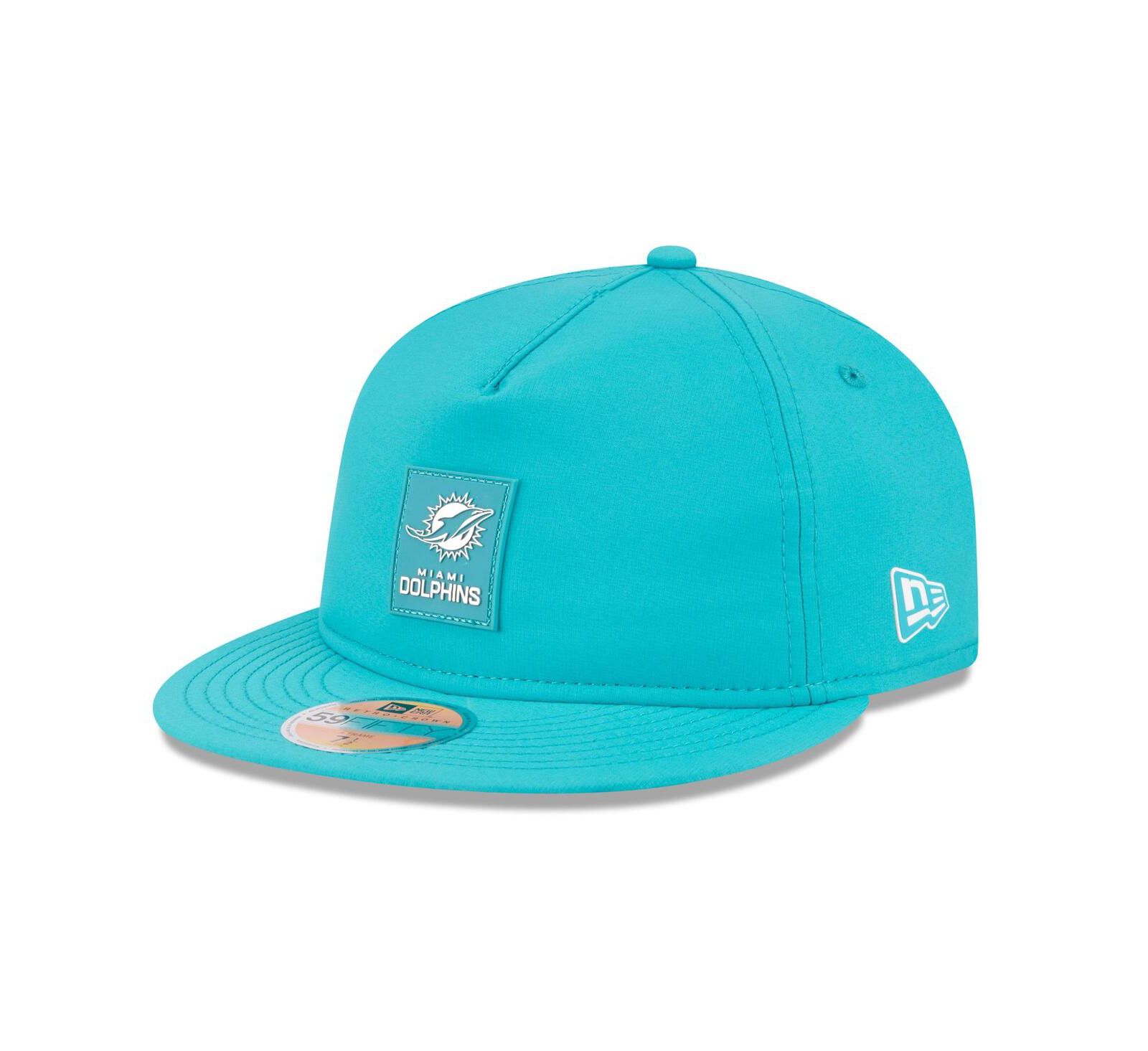 New Era Men's Aqua Miami Dolphins 2025 Sideline Retro Crown 59FIFTY Fitted Hat