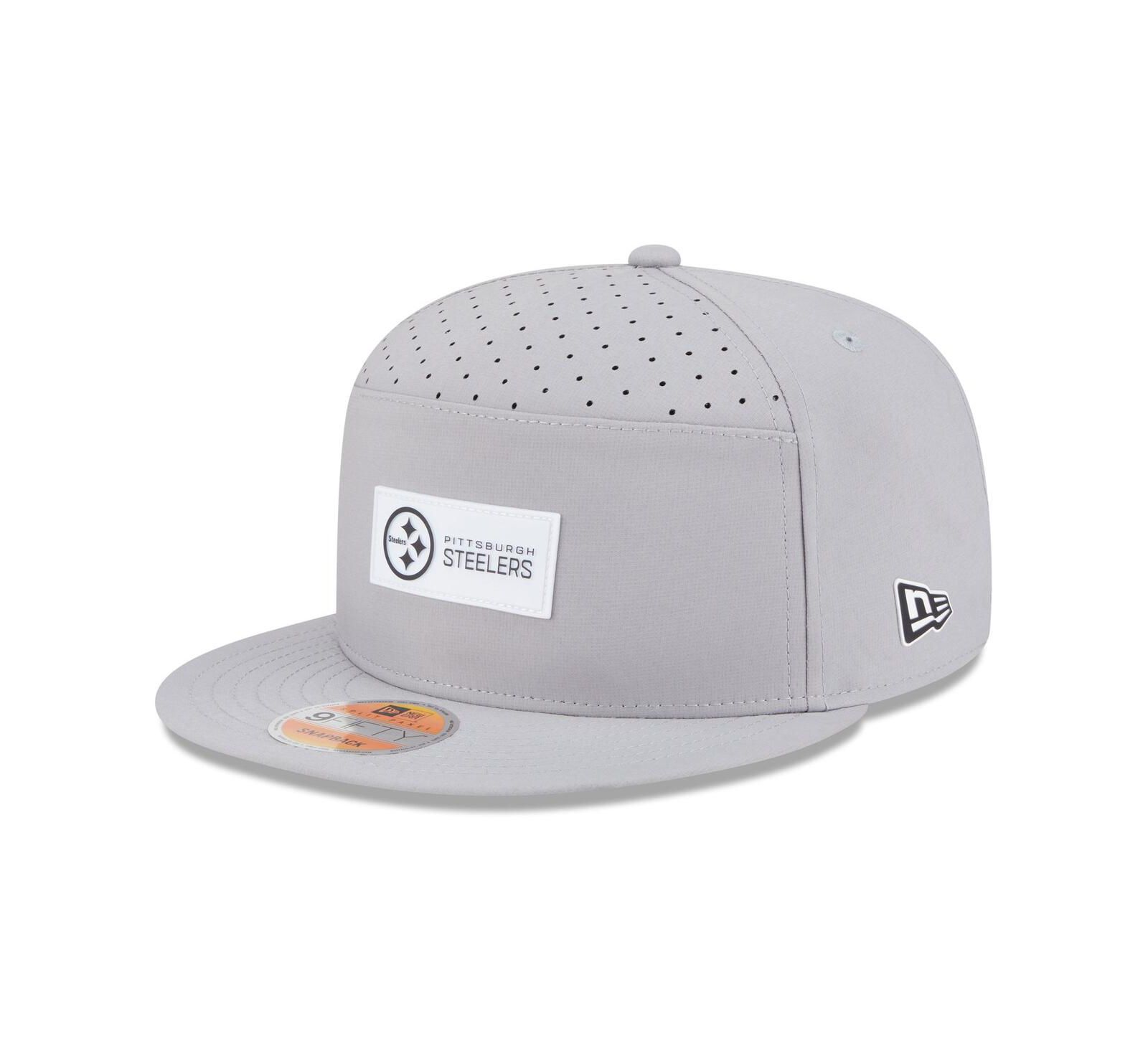 Мужская кепка New Era Pittsburgh Steelers 2025 Sideline Split Panel 9FIFTY, серый цвет