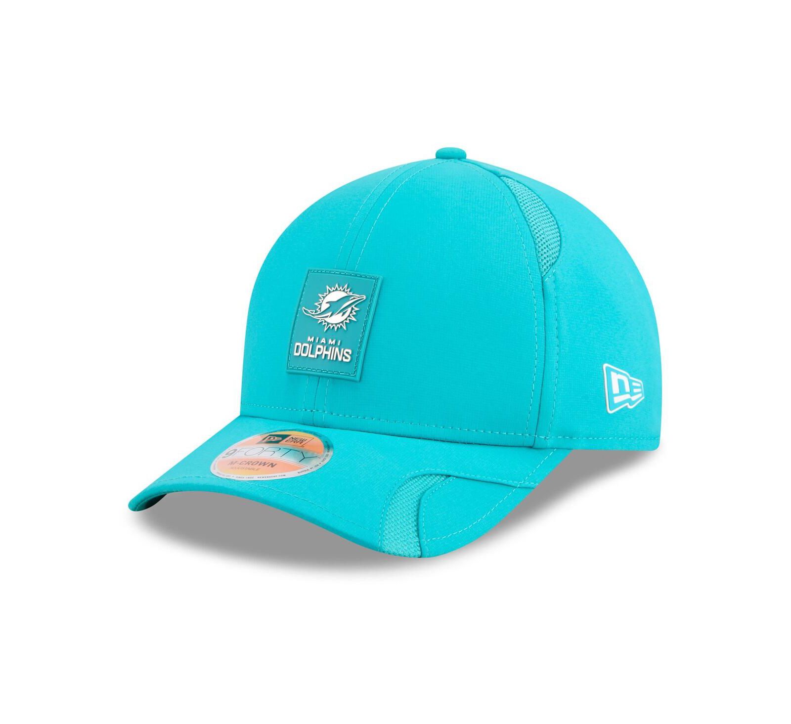 Кепка New Era Men's Miami Dolphins 2025 Sideline M-Crown 9FORTY регулируемая, Aqua
