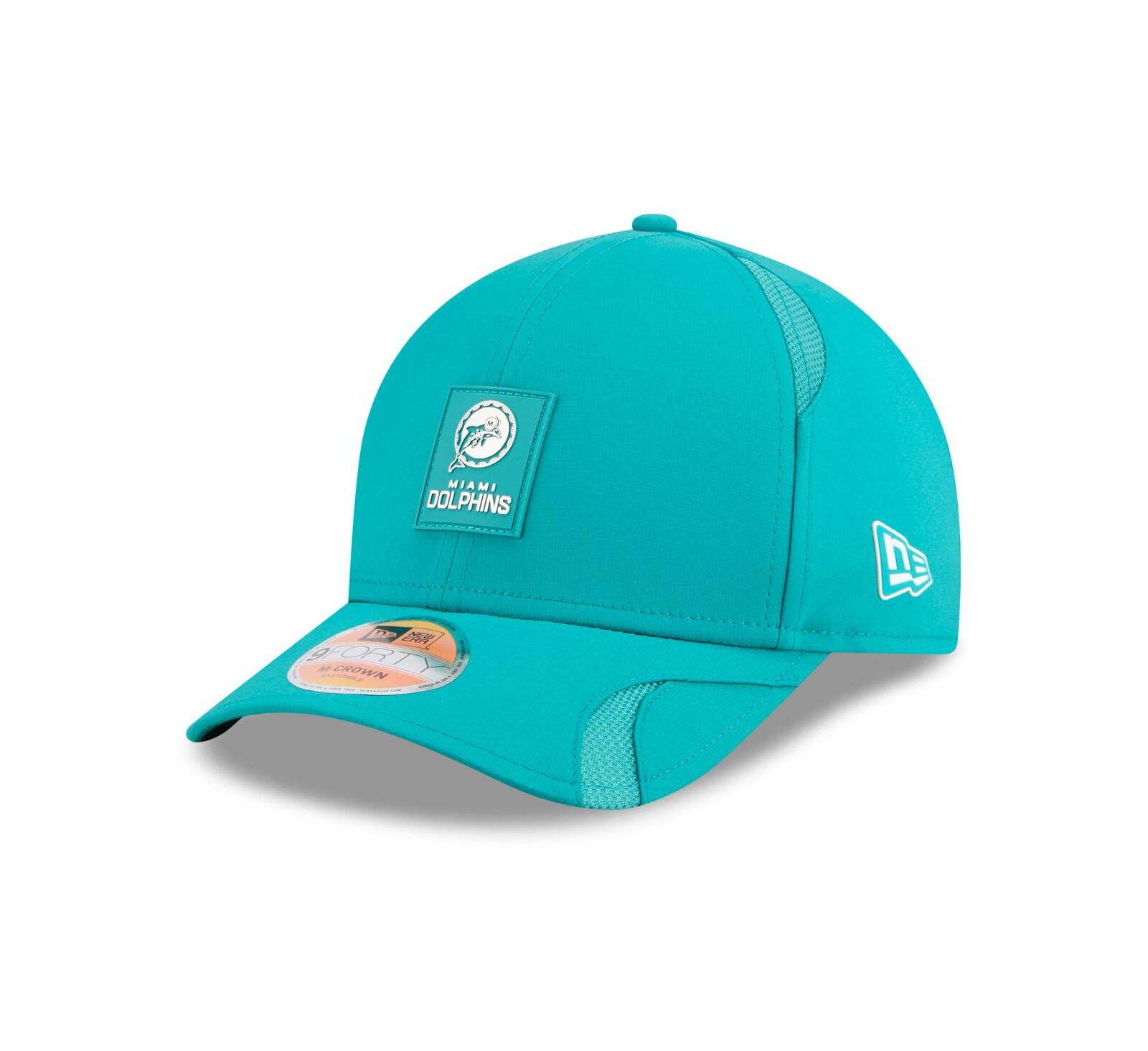 Мужская кепка New Era Aqua Miami Dolphins 2025 Sideline Throwback M-Crown 9FORTY Adjustable
