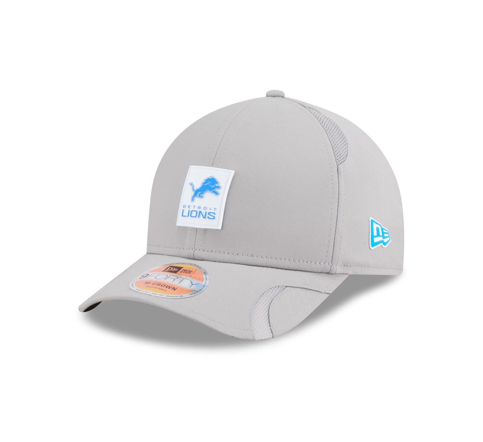 Мужская кепка New Era Detroit Lions 2025 Sideline M-Crown 9FORTY регулируемая серая