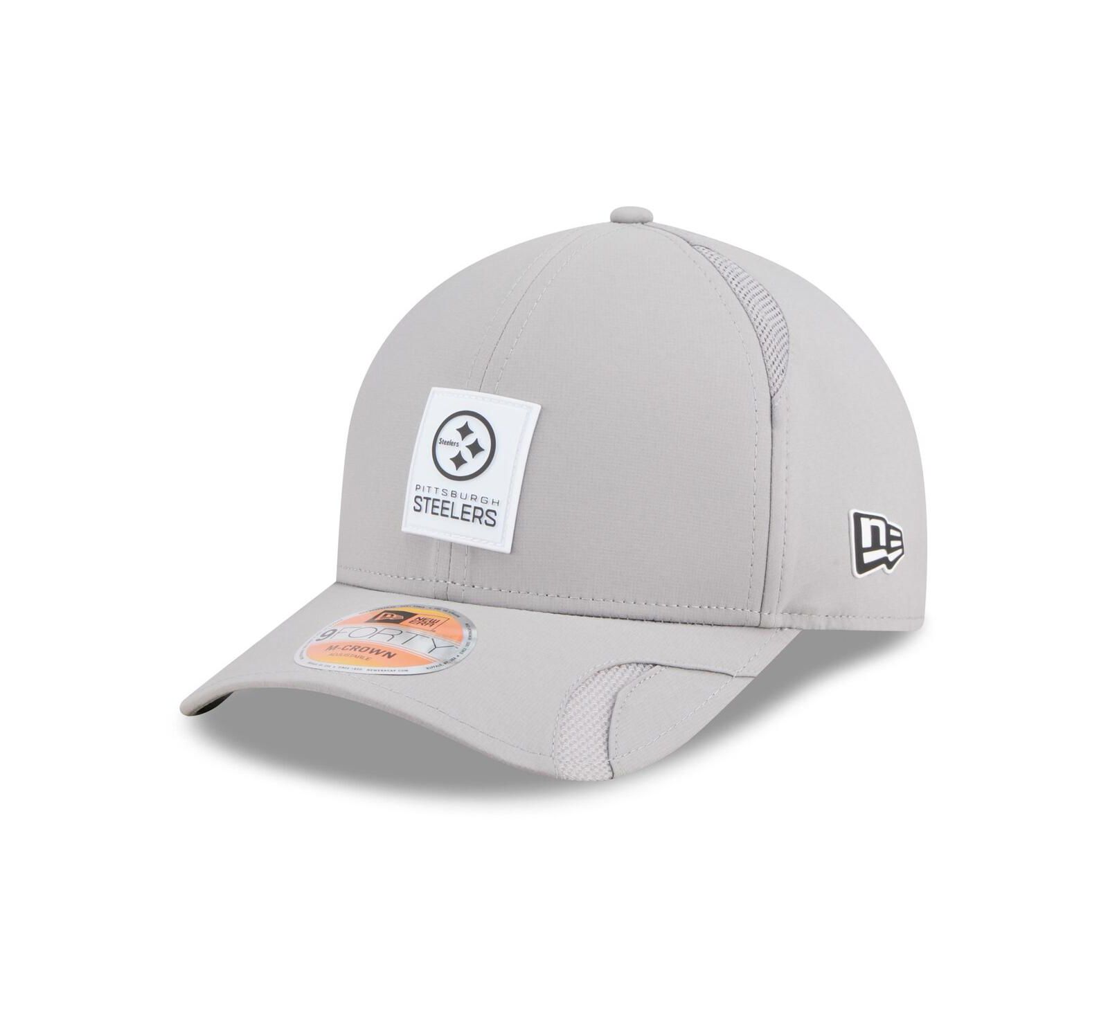 Мужская кепка New Era Gray Pittsburgh Steelers 2025 Sideline M-Crown 9FORTY Adjustable