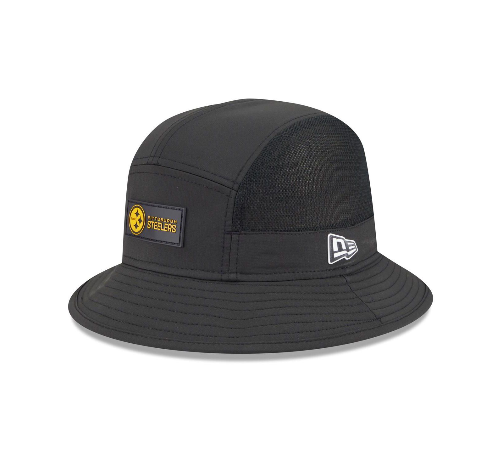 New Era Мужская черная кепка Pittsburgh Steelers 2025 Sideline Bucket Hat