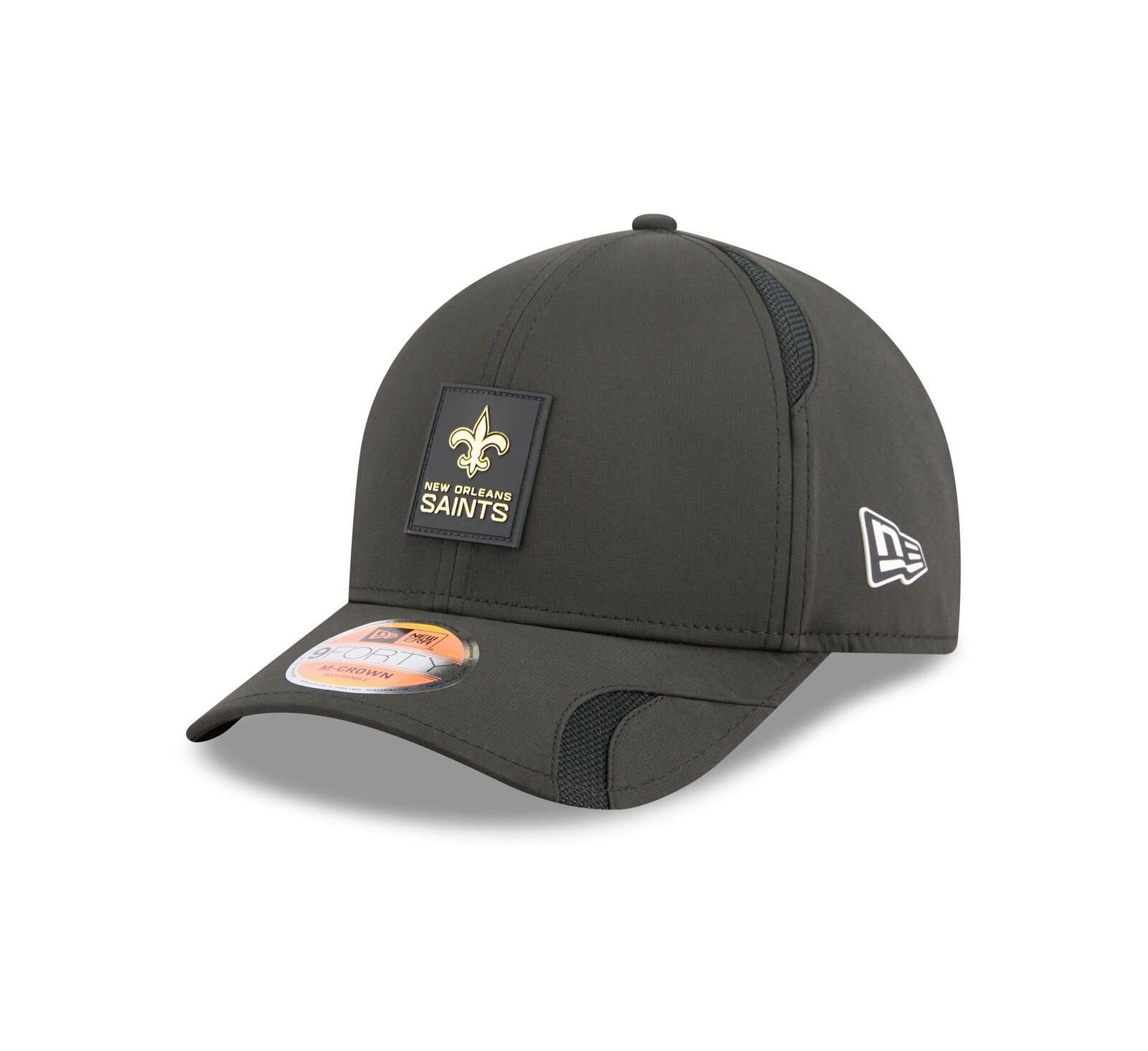Черная регулируемая кепка New Era New Orleans Saints 2025 Sideline 9FORTY для детей и подростков