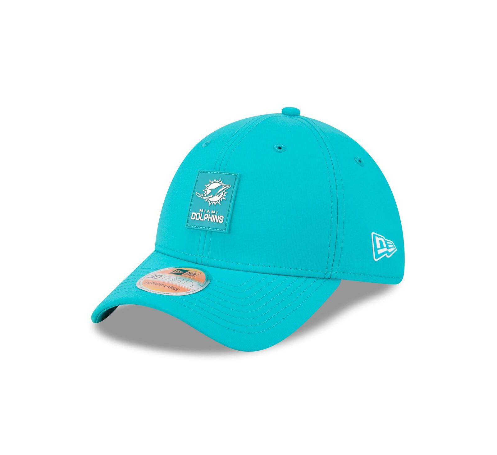 New Era Мужская кепка 39THIRTY Flex Miami Dolphins 2025 Sideline Aqua