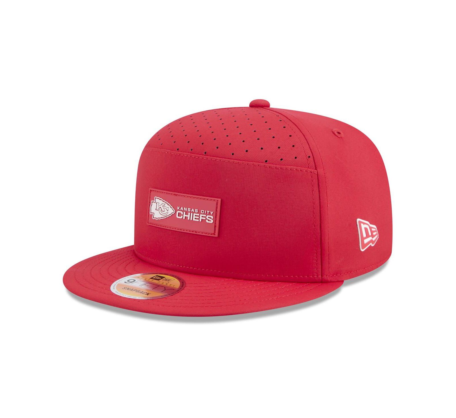 New Era Мужская кепка Kansas City Chiefs 2025 Sideline Split Panel 9FIFTY Snapback Red