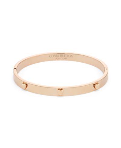 Olivia Burton Mini Heart Rose Gold Tone Stainless Bangle Bracelet