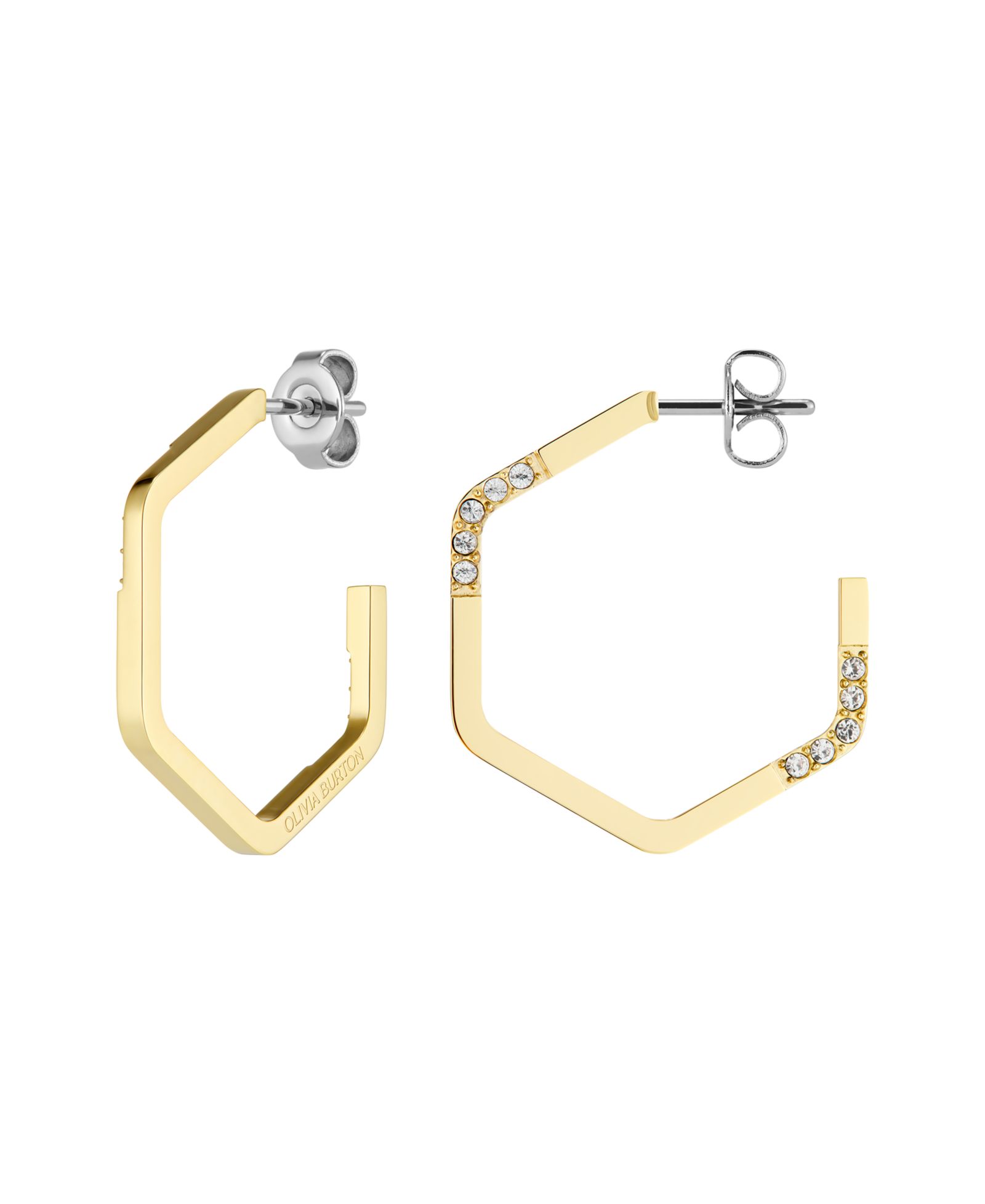 Серьги Olivia Burton Crystal Honeycomb Gold Tone Stainless Steel