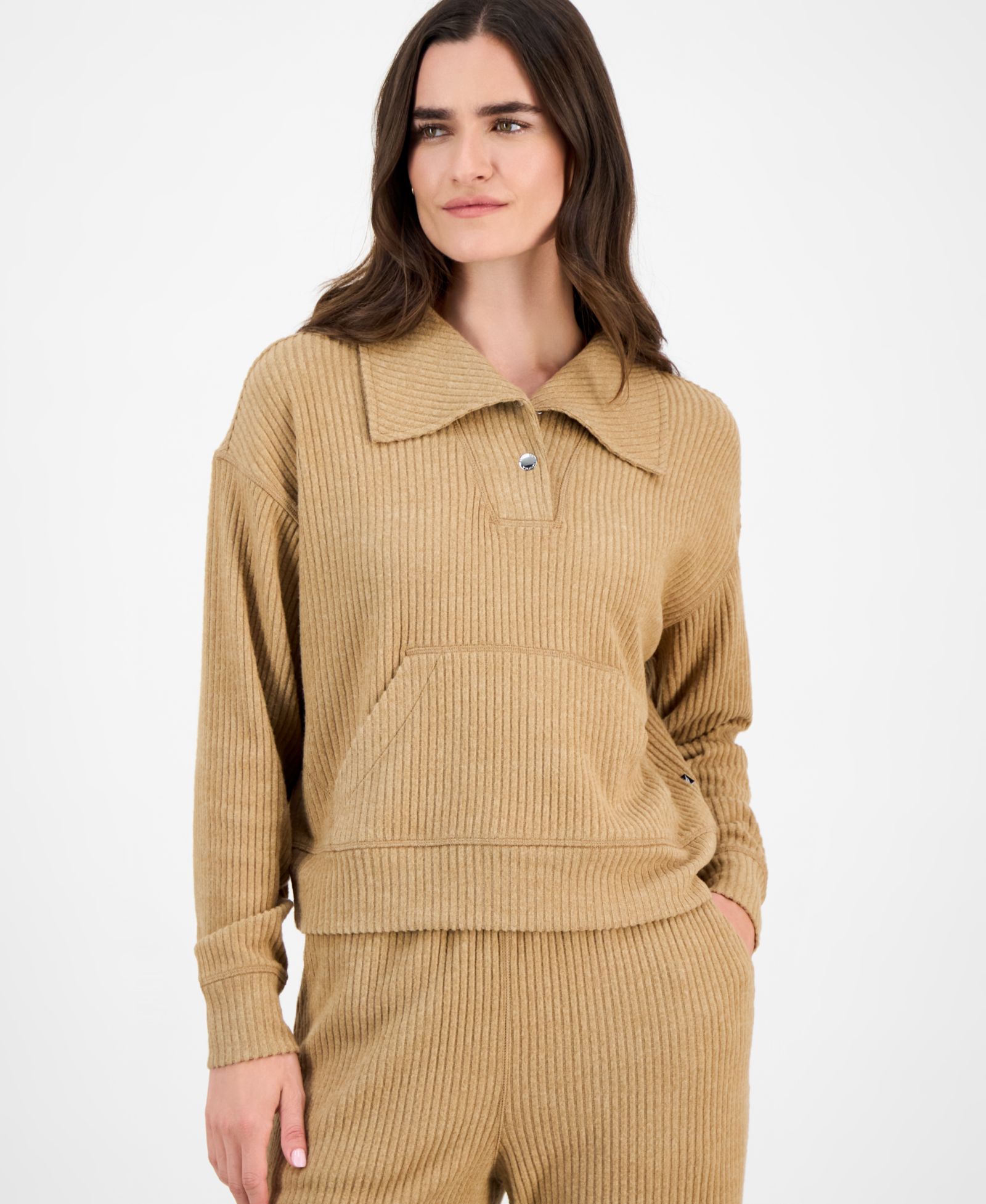 Nautica Women's Bib-Collar Ribbed Sweatshirt
