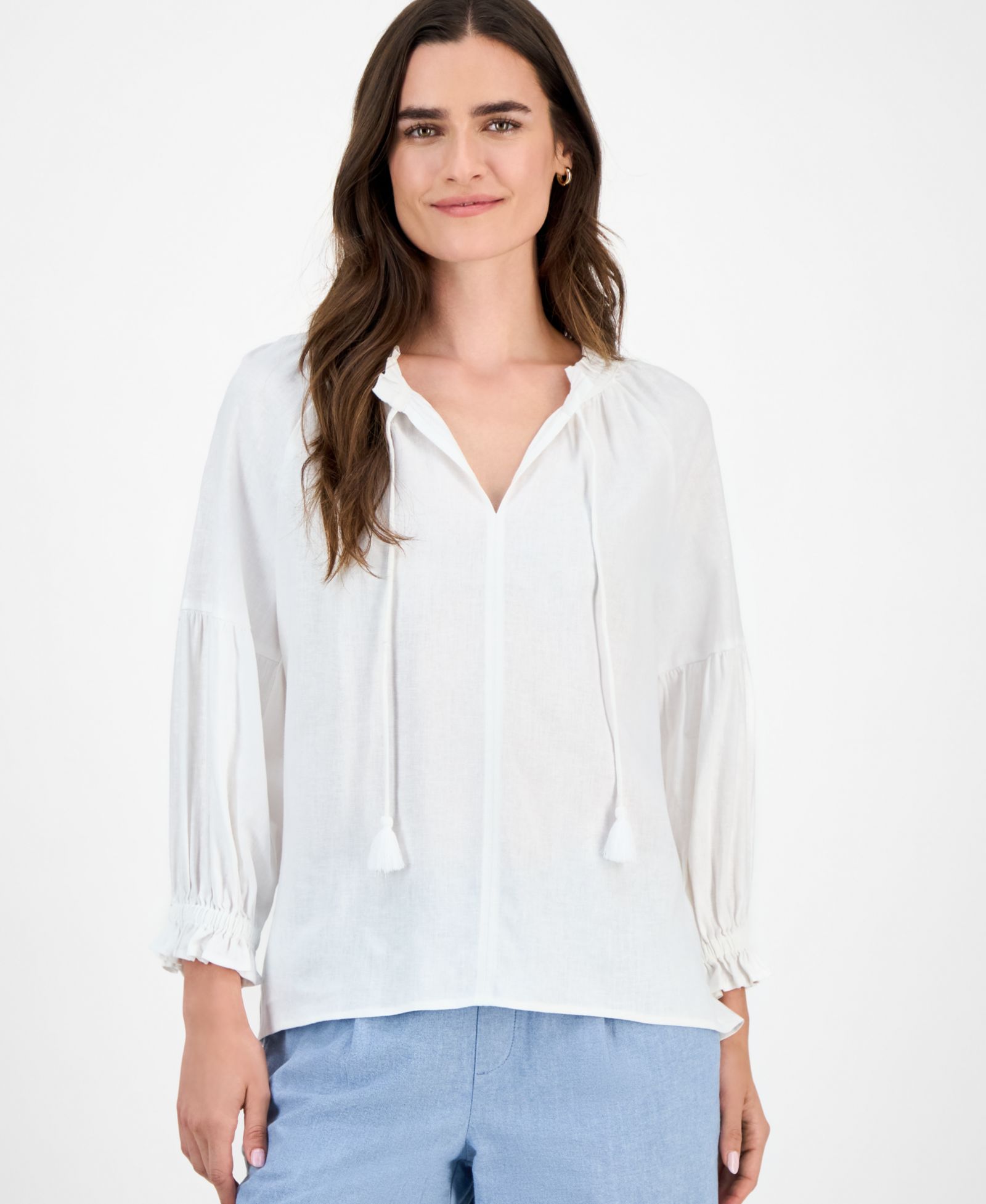Женская блузка Nautica Split-Neck Ruffled-Trim