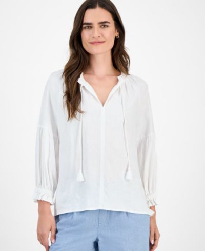 Женская блузка Nautica Split-Neck Ruffled-Trim