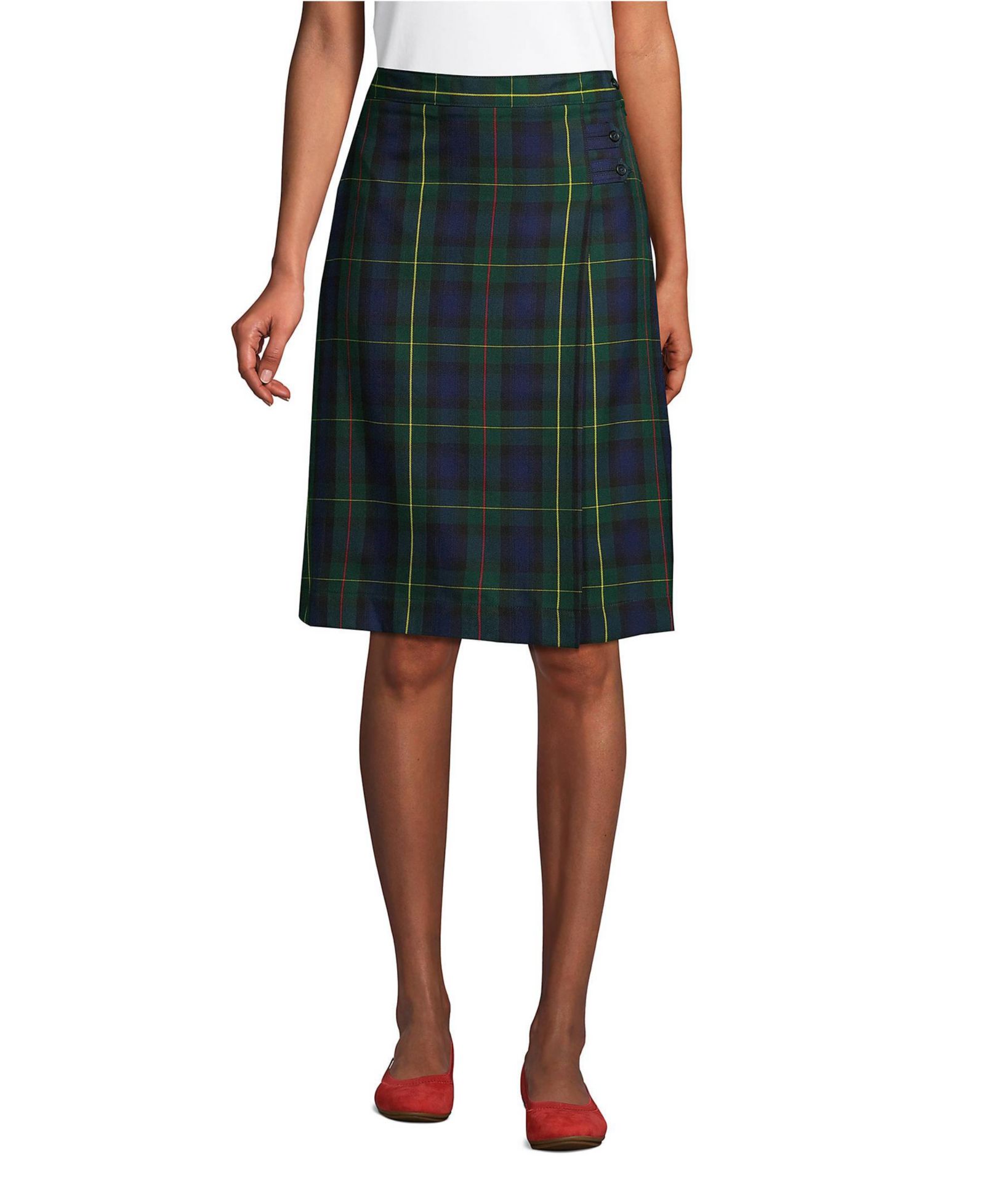 Lands' End Women's Plaid A-line Skirt Below The Knee