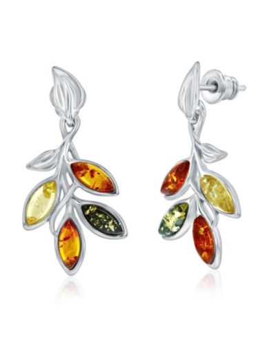 Sterling Многоцветные серьги Amber Leaf