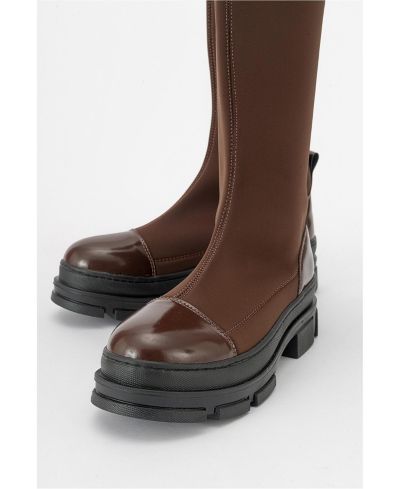 Brown faux leather