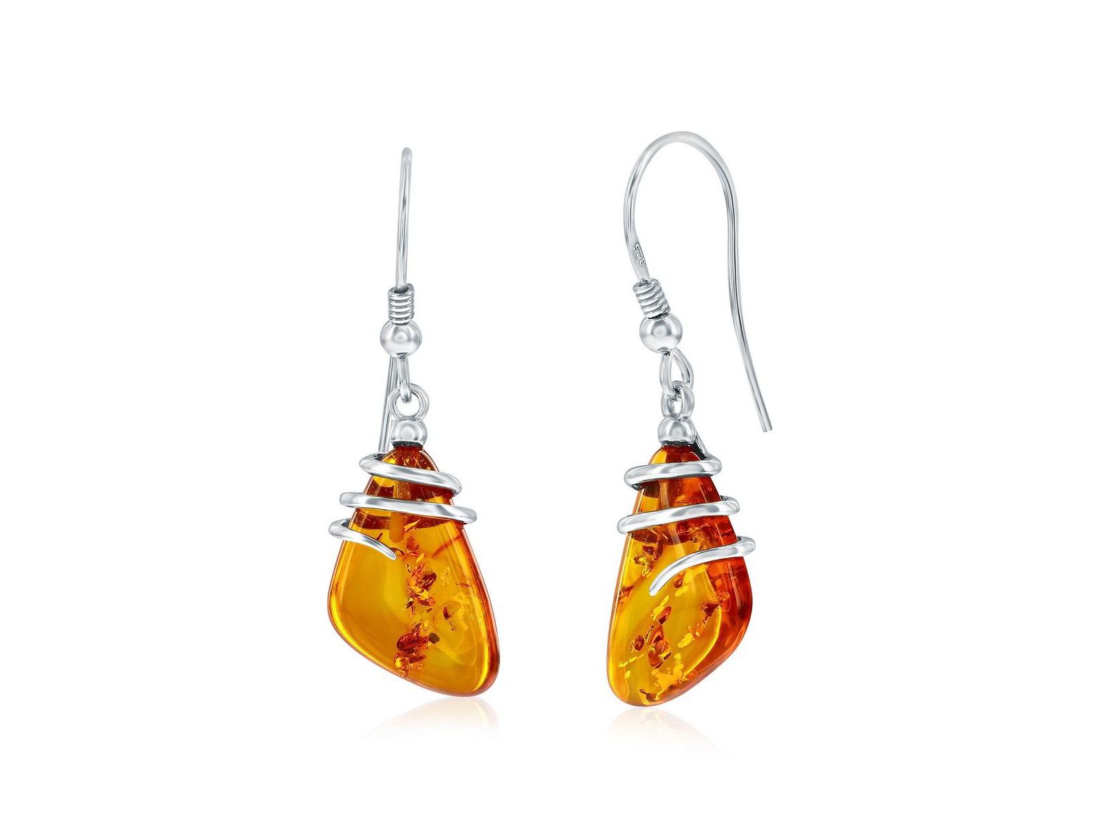 Серьги Sterling Irregular Shaped Amber Dangle