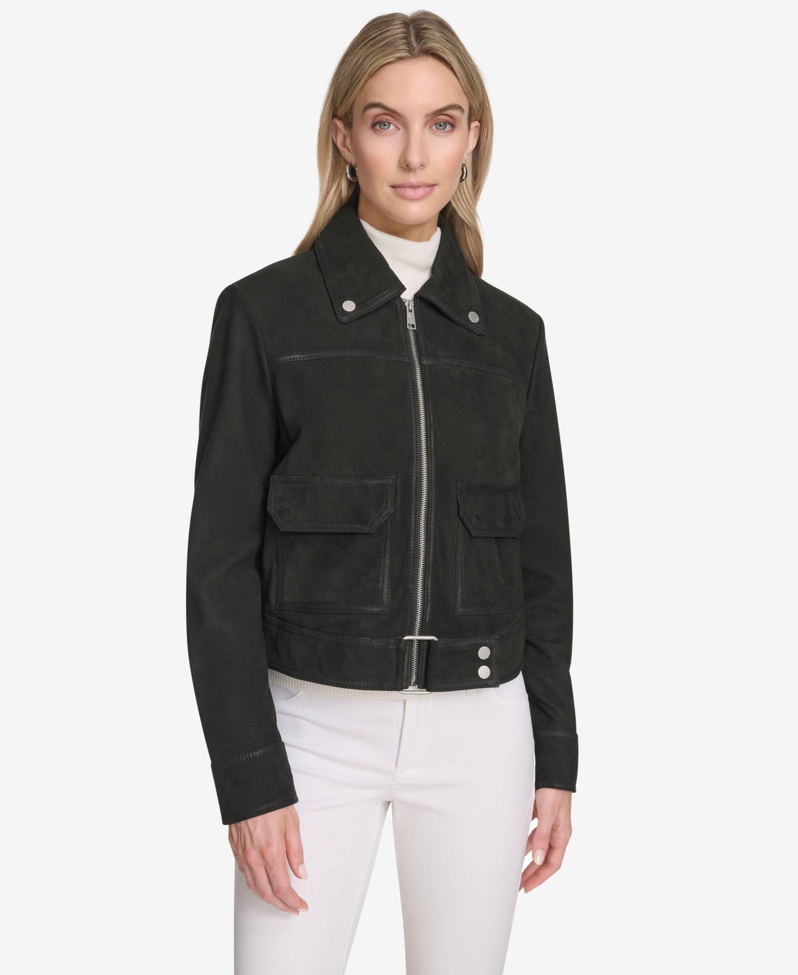 Andrew Marc Women's Lunetta Sueded Leather Trucker Jacket