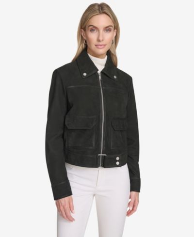Andrew Marc Women's Lunetta Sueded Leather Trucker Jacket