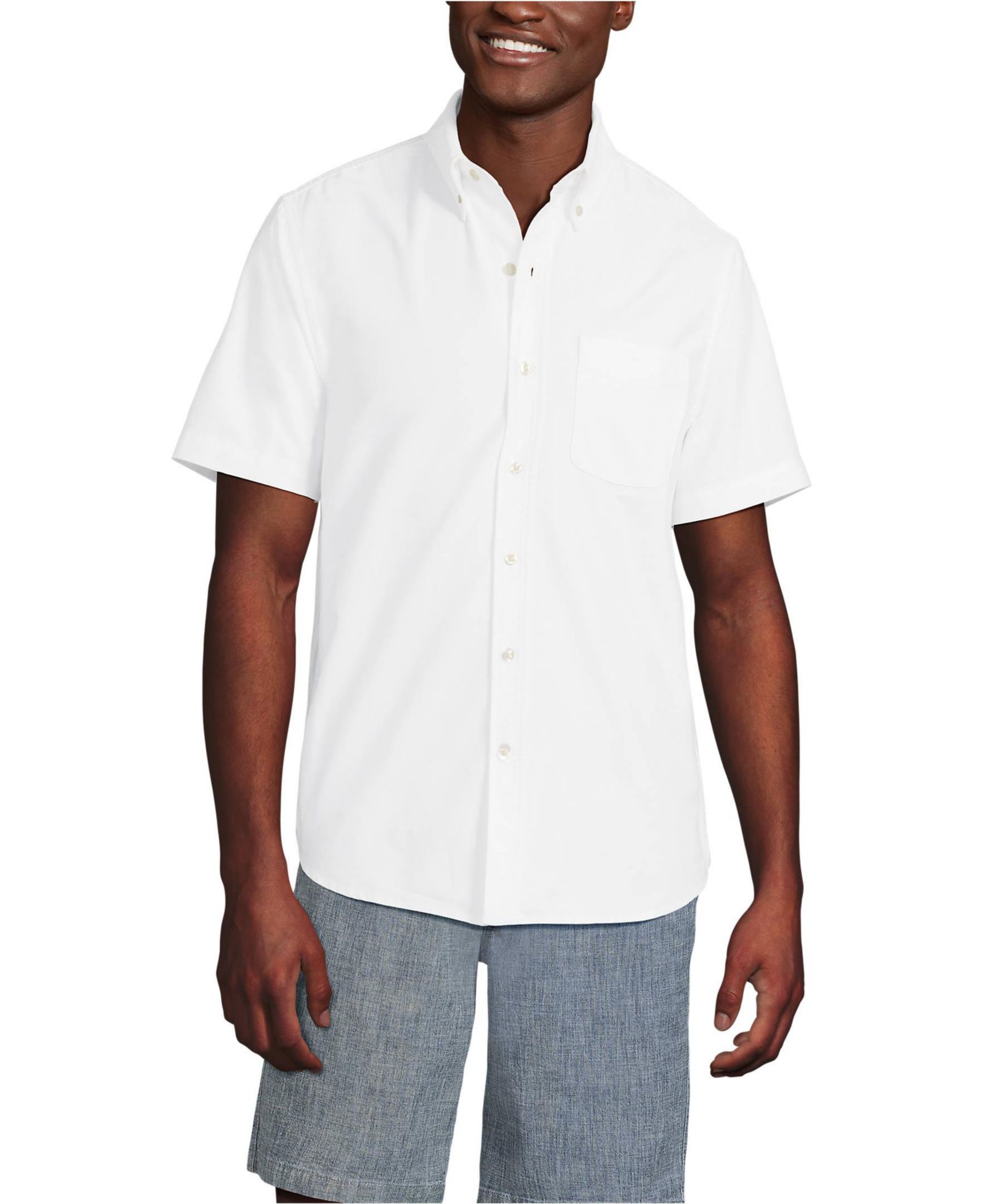 Lands' End Men's Short Sleeve Sail Rigger Oxford Shirt