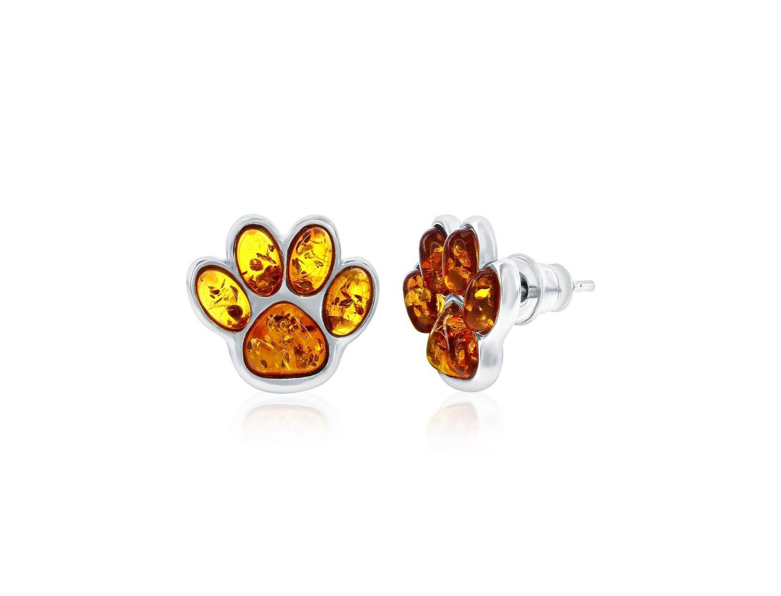 Caribbean Treasures серьги-гвоздики Sterling Amber Paw Print