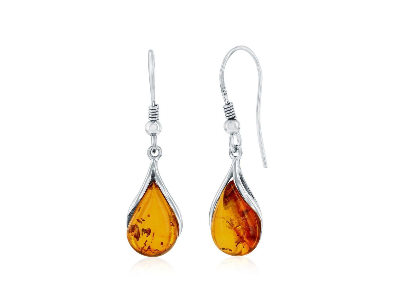 Серьги-подвески Sterling Teardrop Amber Dangle