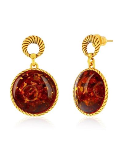 Серьги Caribbean Treasures Sterling Round Amber с дизайном Rope
