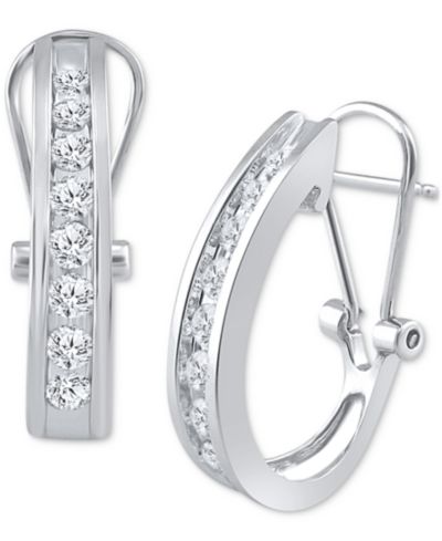 Macy's бриллиантовые серьги-кольцы J-Hoop в белом, желтом или розовом золоте 10k