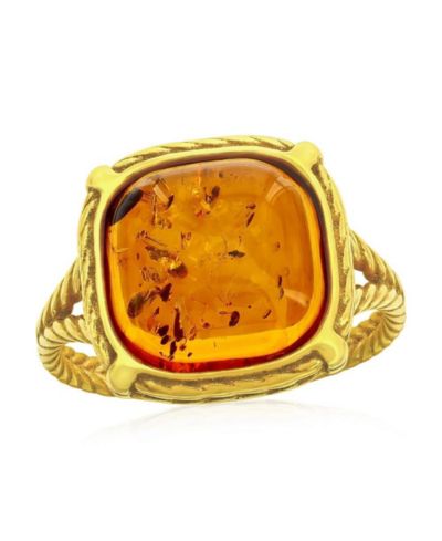 Caribbean Treasures Кольцо Square Amber, позолоченное