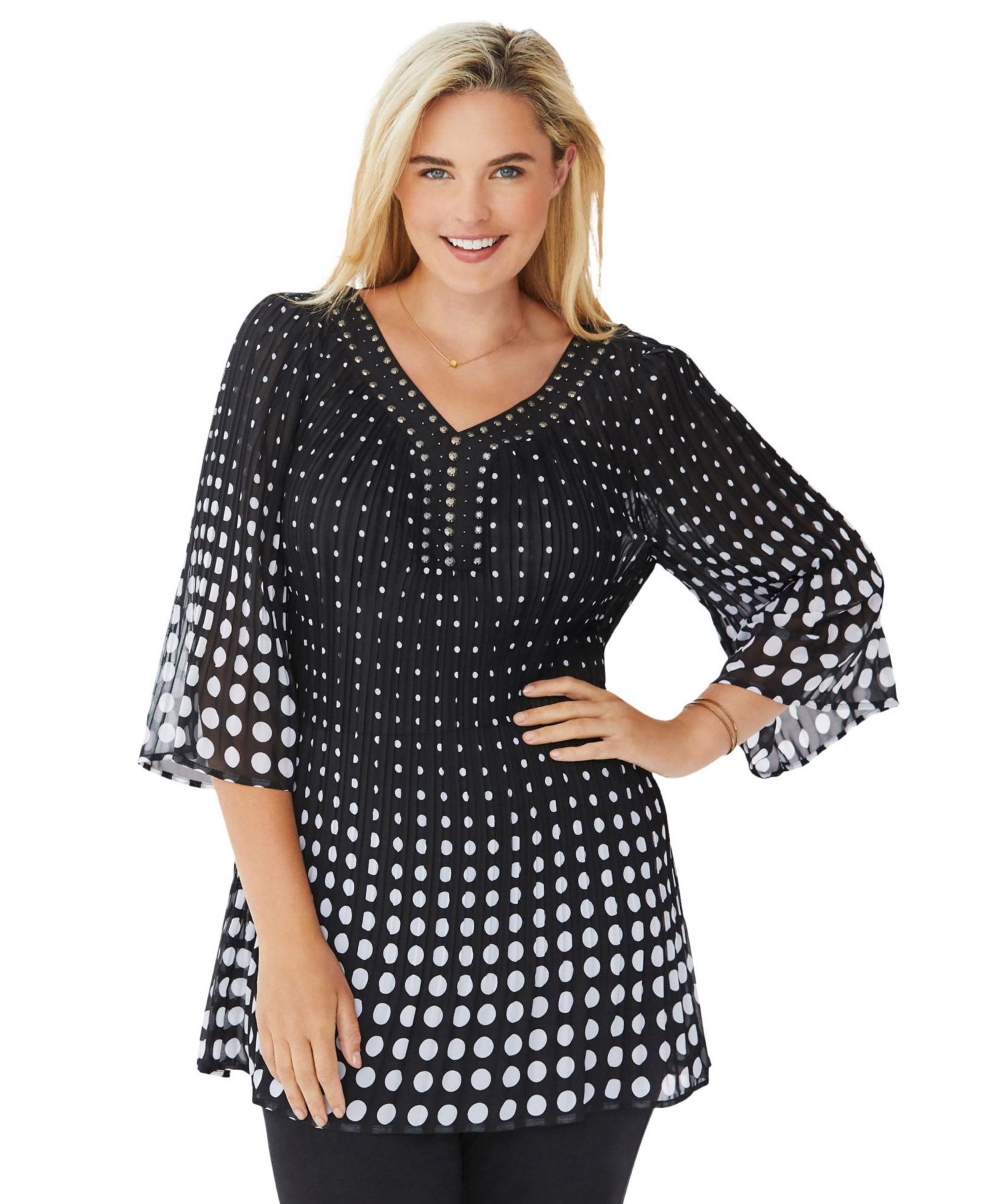 Woman Within Women's Within Embellished Pleated Blouse