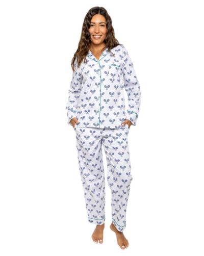 Sant and Abel Women's Organic Cotton Poplin Button Down Long Sleeve Pajama Set