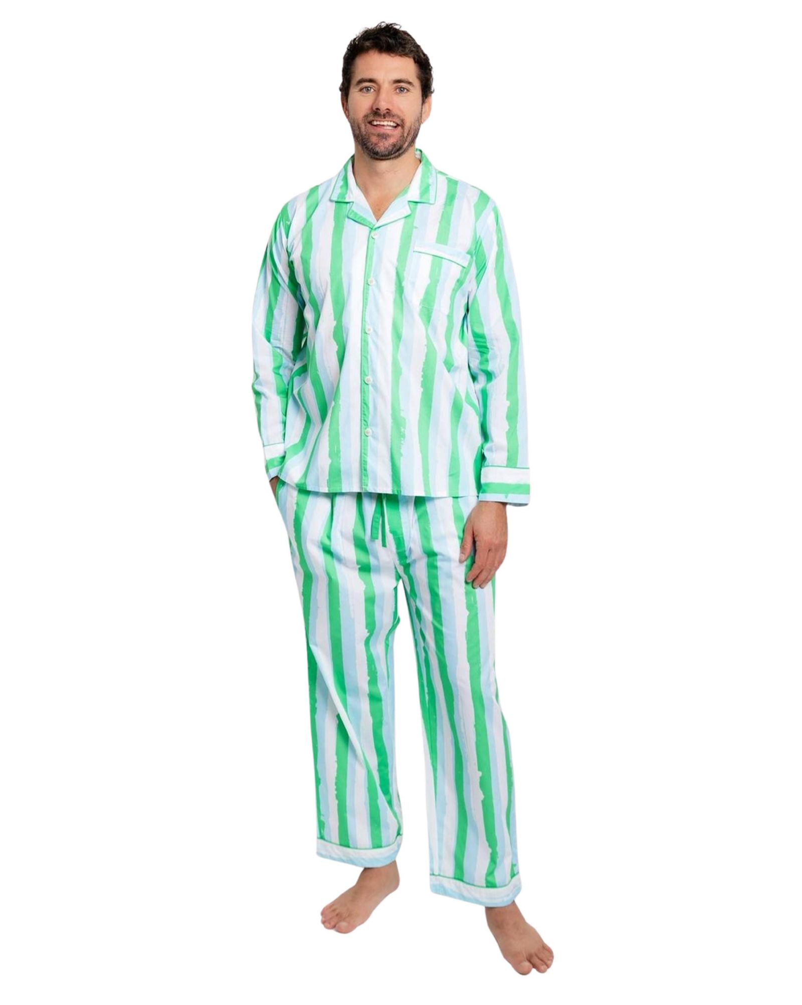 Sant and Abel Men's Organic Cotton Poplin Button Down Long Sleeve Pajama Set