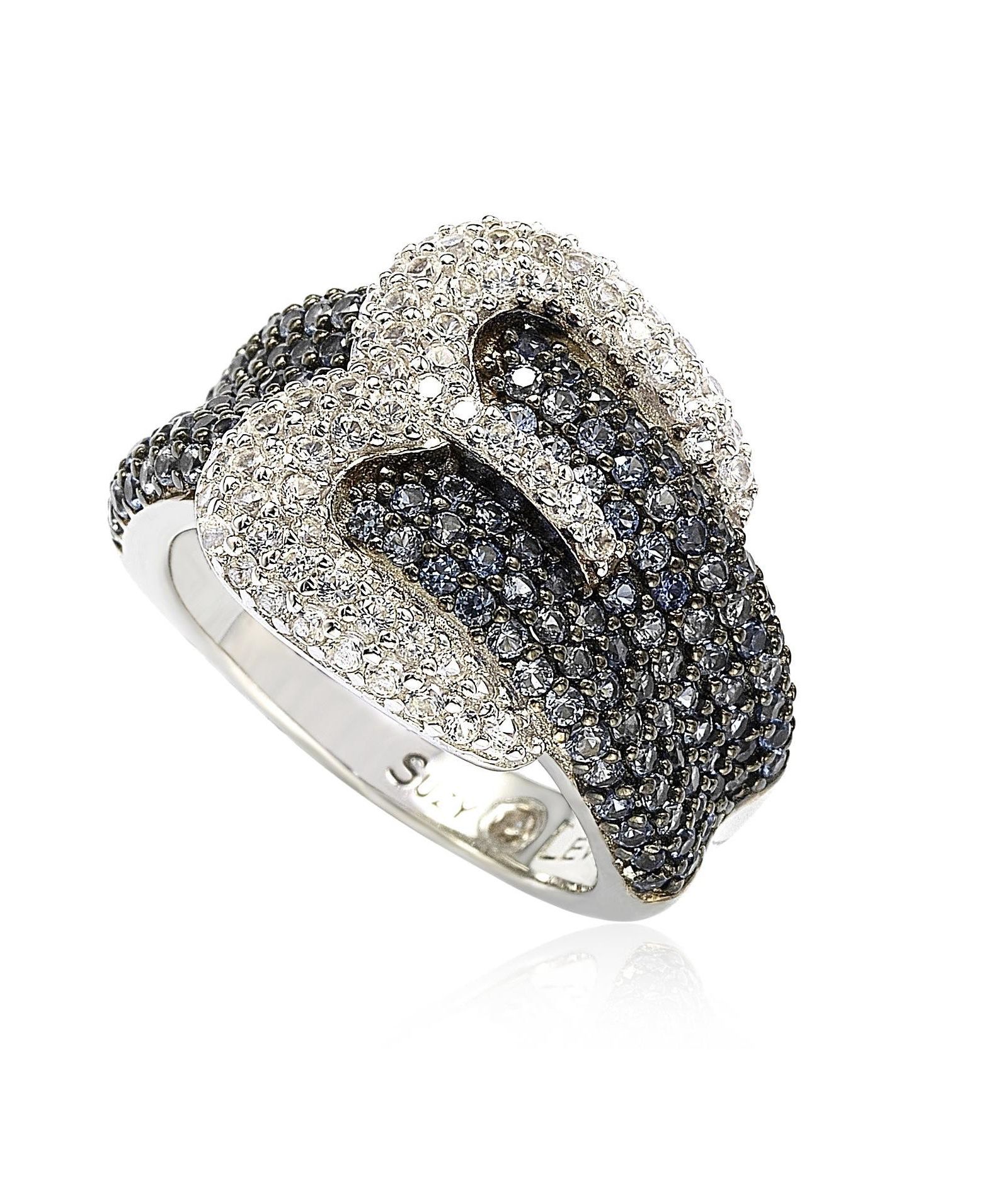 Suzy Levian Sterling Sapphire & Created Sapphire Buckle Ring