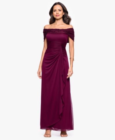 B&A By Betsy and Adam Женский Long Off-the-Shoulder Gown