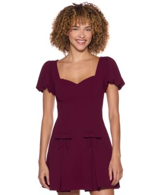 B Darlin Juniors' Puff Sleeve Fit and Flare Dress