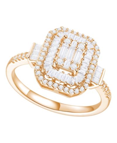 Кольцо Diamond Baguette & Round 14K White Gold