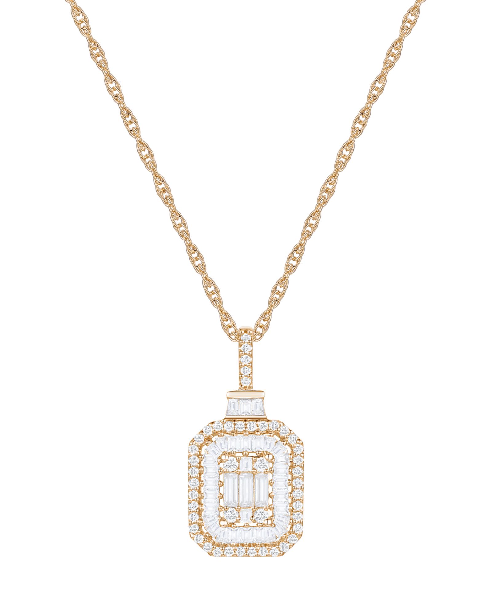 Подвеска Diamond Baguette & Round в белом золоте 14K