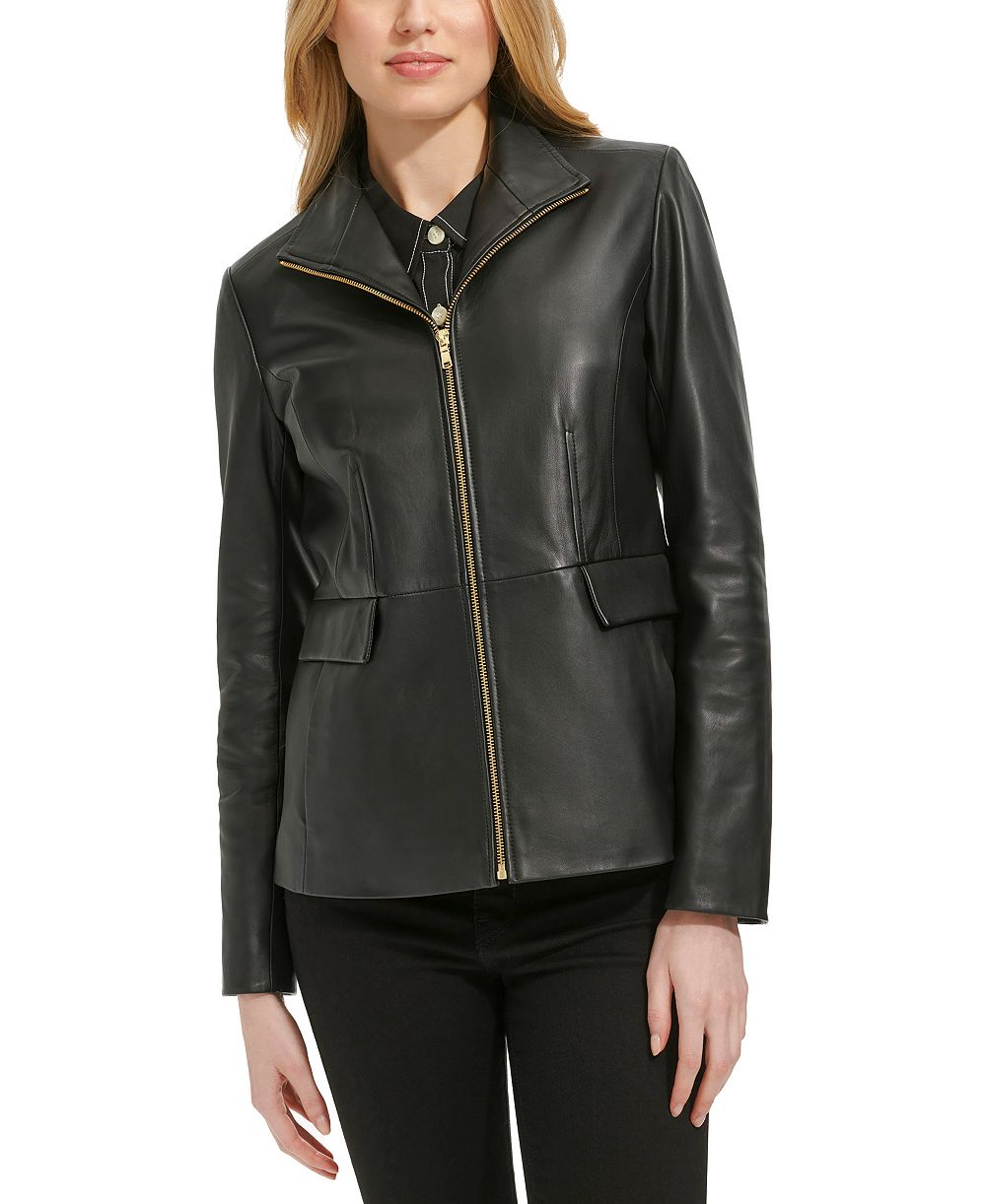 Женская кожаная куртка Cole Haan Zip-Front
