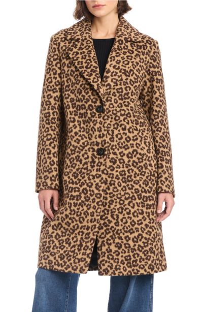 Женское шерстяное пальто Vince Camuto Leopard Boyfriend