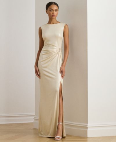 Lauren Ralph Lauren Women's Buckle-Trim Metallic Gown