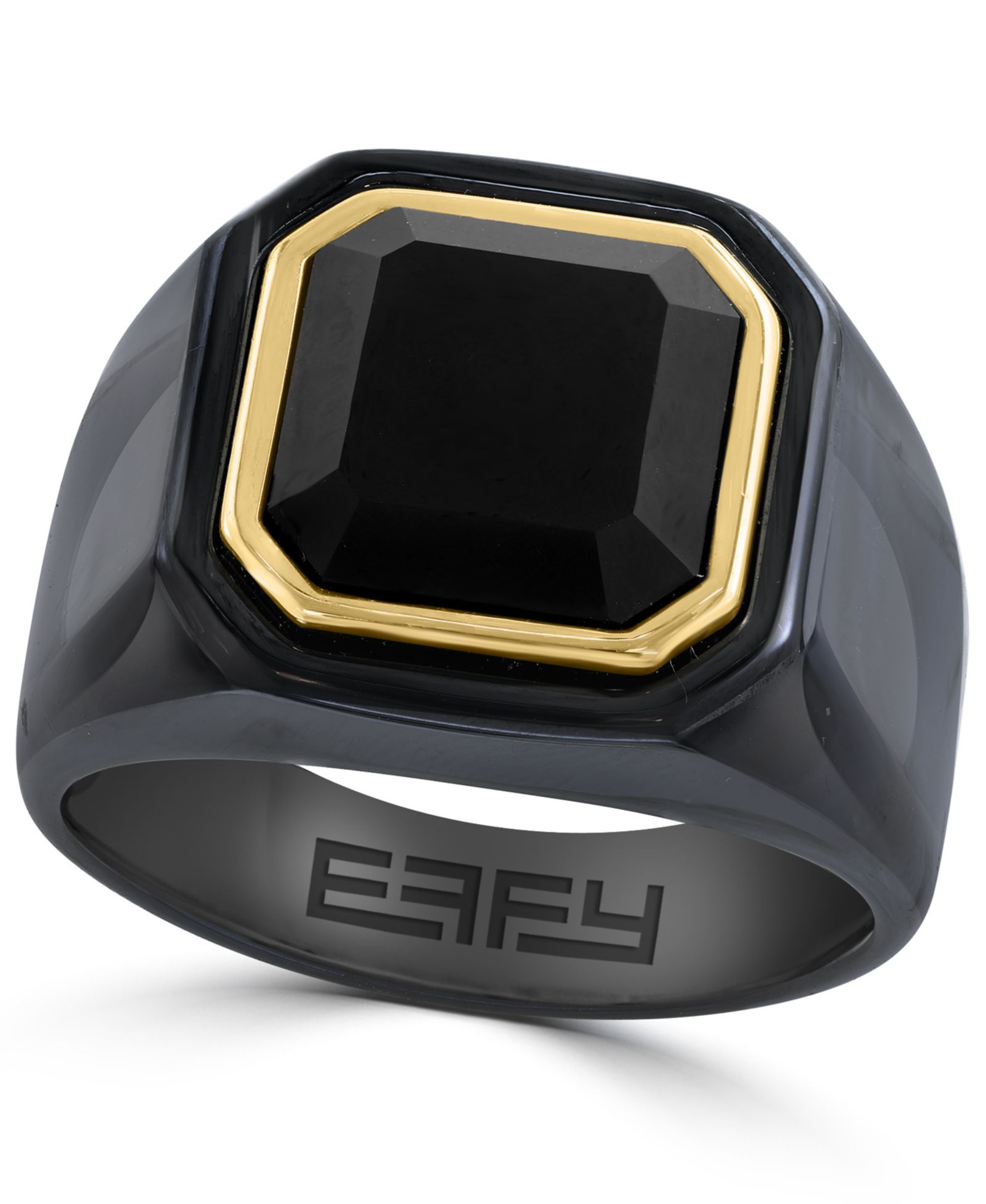 EFFY Collection Men's Onyx Ring in 14K Gold over Silver