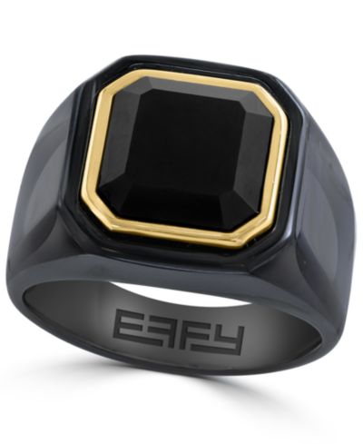 EFFY Collection Мужское кольцо с ониксом, 14K Gold поверх серебра