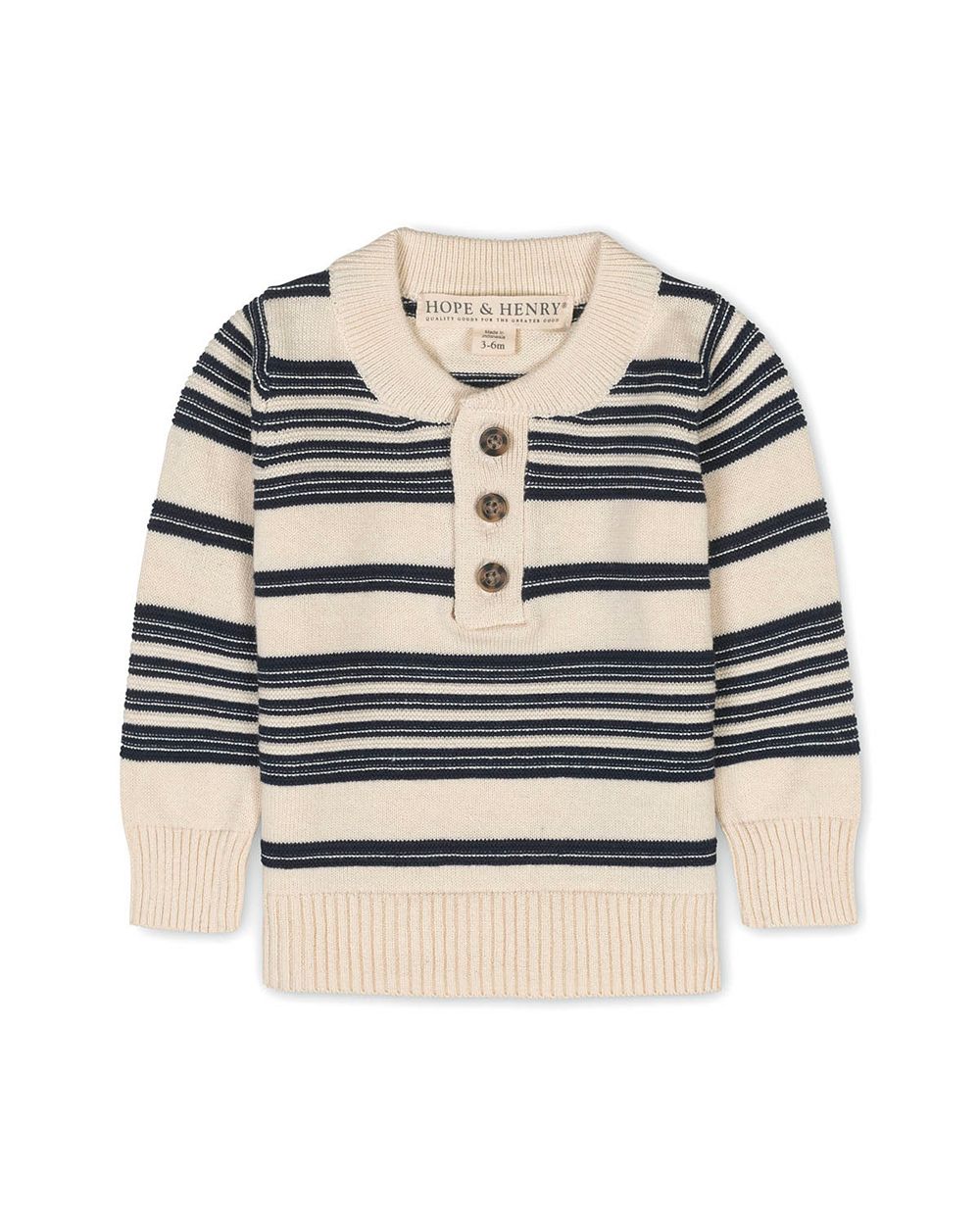 Детский джемпер Hope & Henry Organic Long Sleeve Henley с накладками на локтях