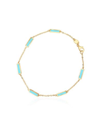 The Lovery Turquoise Bar Chain Bracelet 14K Gold