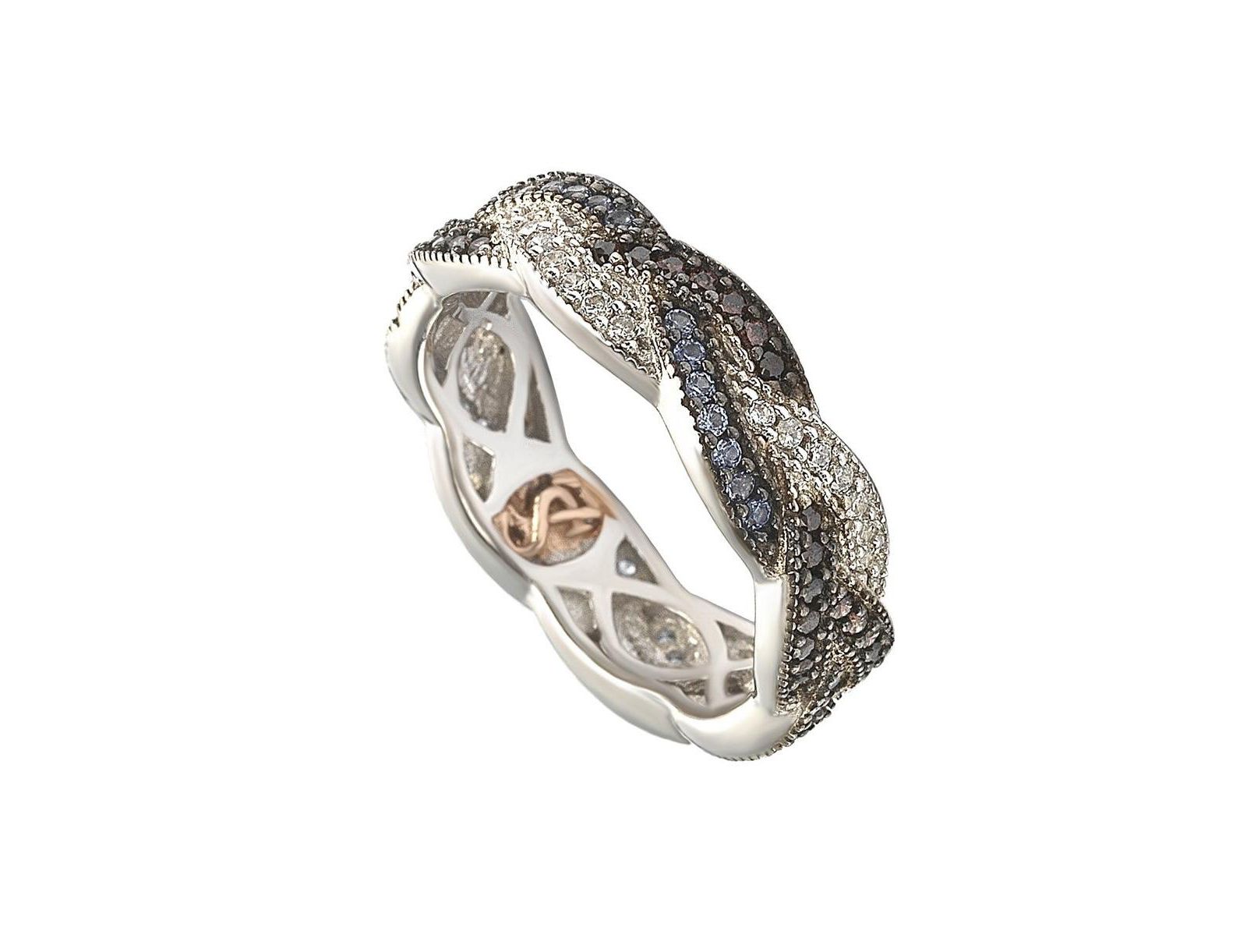Suzy Levian Sterling Cubic Zirconia Crossover Eternity Band