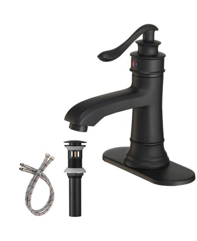 Greenspring Single Hole Single Handle Low-Arc Bathroom Faucet With Pop-up Drain Assembly in Matte Black