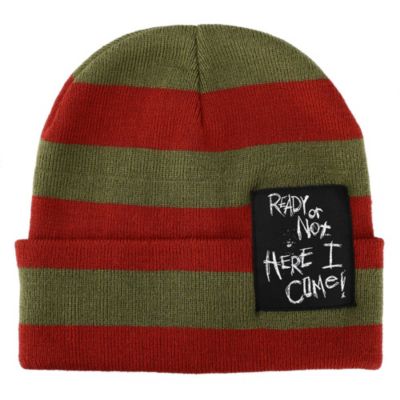 Мужская шапка Nightmare on Elm Street Ready Or Not Here I Come Woven Label Striped Cuffed Beanie