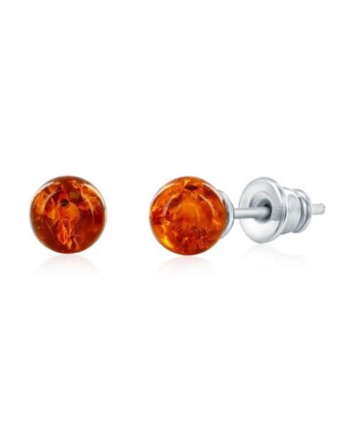 Sterling , Amber Bead Studs