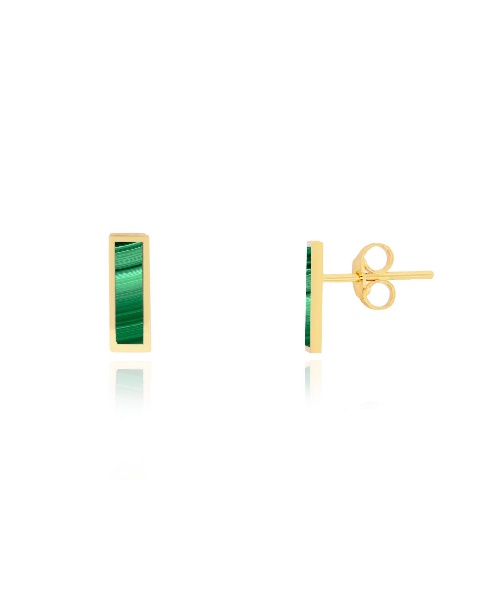 The Lovery Malachite Bar Stud Earrings