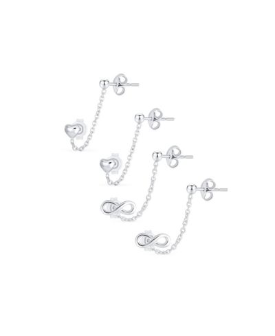 Серьги Bling Jewelry Love Knot Infinity Heart с каффом и цепочкой