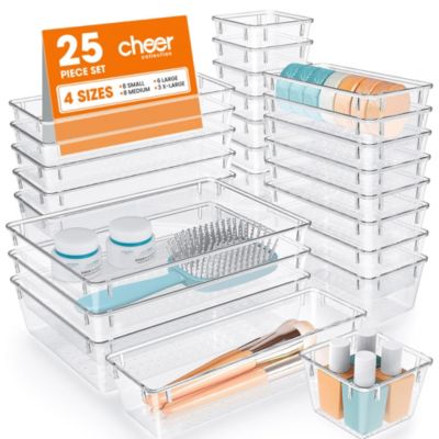 Cheer Collection Clear Plastic Drawer Organizer Set 25 Piece