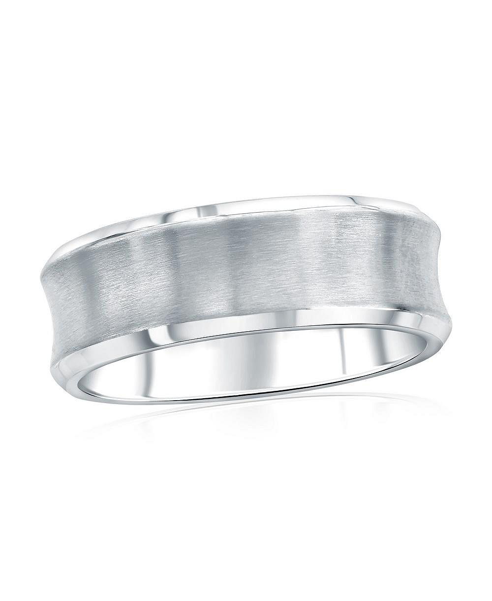 Metallo Stainless Steel, Brushed & Polished Curved Ring